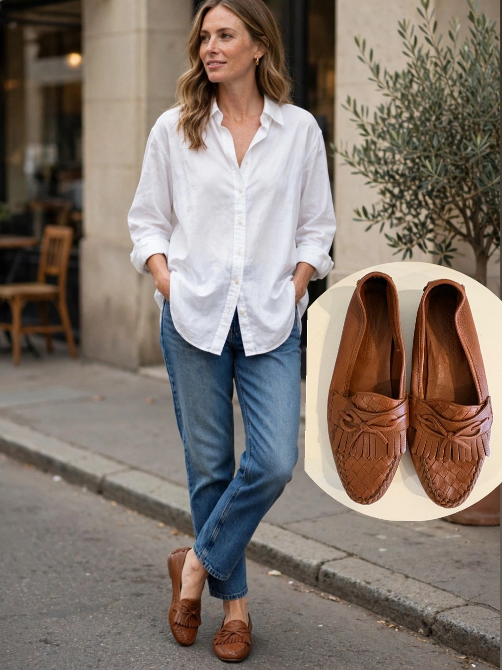 Cole Haan Resort || Woven Leather Bow Loafers Basketweave Cognac Brown Tan 9